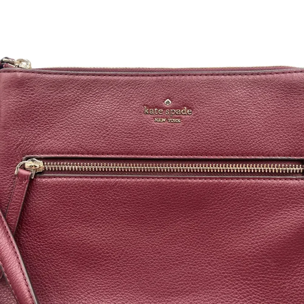 Kate Spade Crossbody Bag Jackson Top Zip Pebbled Leather Burgundy